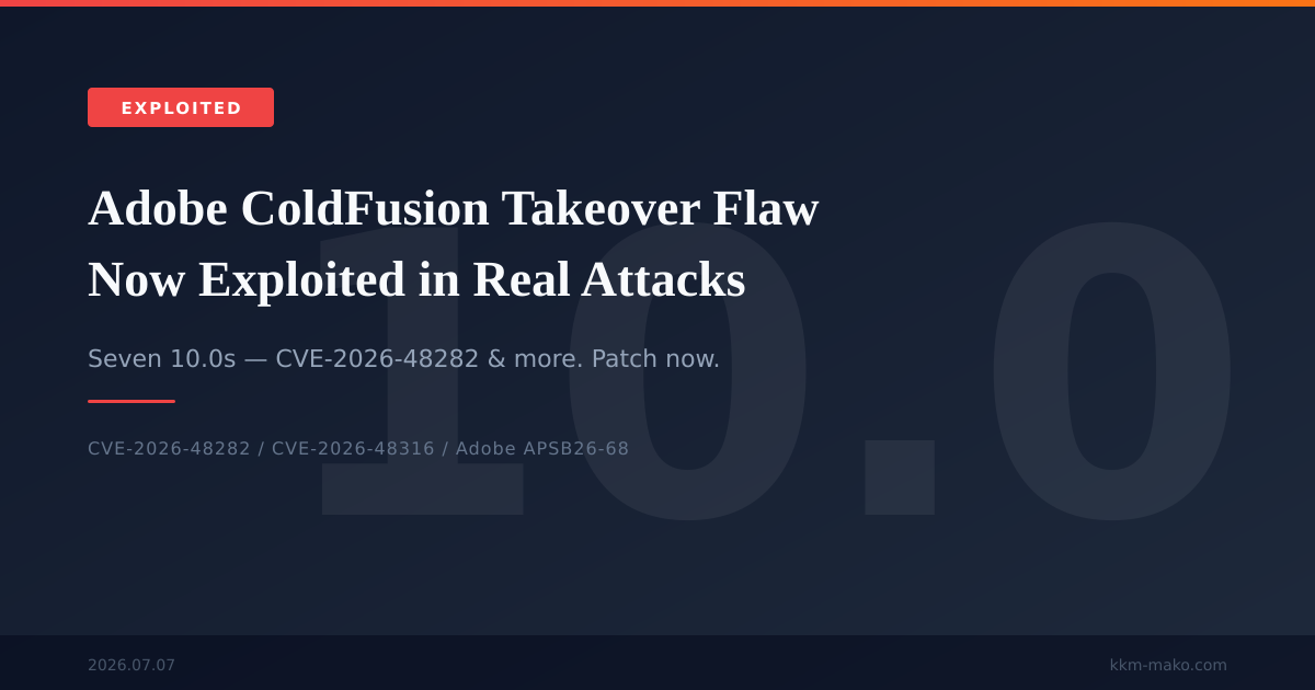 Adobe ColdFusion: Many Takeover Flaws (CVE-2026-48276 et al.), Five ...
