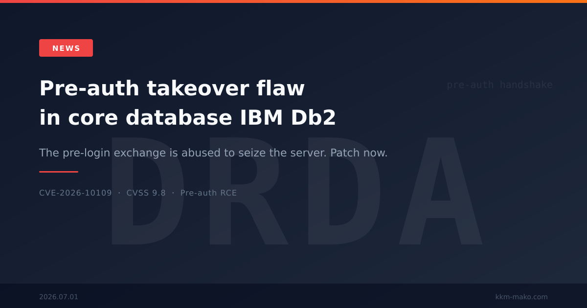 Pre-Auth RCE in IBM Db2 (CVE-2026-10109): Patch the Core Database Now