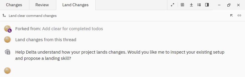 Land Changesを押したときの質問。取り込み方を調べて手順を提案しようかと聞かれる